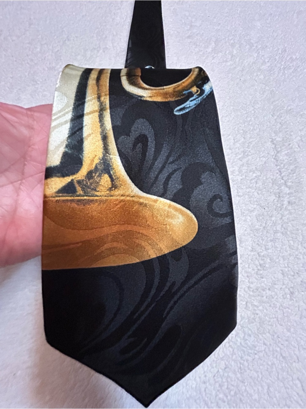🎁3 for $30 - Black with Gold Trumpet  Tie